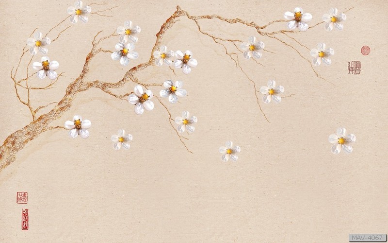 Cành hoa mai trắng phong cách nhật - tối giản MAV-4067